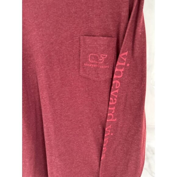 Vineyard Vines Long Sleeve Cotton Crewneck Tee Burgundy Size Med - Picture 5 of 5